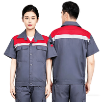 Nouvelle combinaison de travail de sécurité à manches courtes avec revers et bandes réfléchissantes contrastées pour atelier et réparation automobile, uniforme de travail unisexe