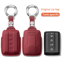 Housse de clé de voiture en cuir anti-fissures haute élasticité compatible avec Great Wall TANK 300 400 500 700 et clés de voiture à énergie nouvelle - Accessoires auto