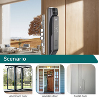 Cerradura Inteligente con Reconocimiento Facial, Wi-Fi, Aplicación Tuya, Desbloqueo por Código, Cámara, Almacenamiento en la Nube para Puertas de Aluminio/Madera/Acero Inoxidable/Acero