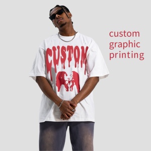 Hombres Dtg Print Streetwear gráfico 100% algodón serigrafía 260 Gsm Oversized Heavyweight Vintage camisetas personalizadas camiseta desgastada - Product Image 2