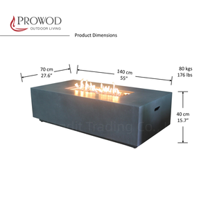 Fogata de hormigón Mesa de fuego de hormigón Patio Mesa de fogata de propano al aire libre Mesa rectangular con fuego - Product Image 3