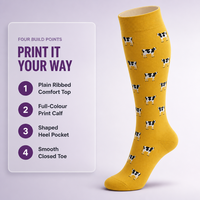 Chaussettes de compression imprimées en gros, hauteur genou, 15-20 mmHg, motifs amusants, pour infirmières et soins des pieds diabétiques