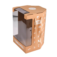 Boîte en papier recyclable de grande taille avec poignée, personnalisée, couleur marron, pour gâteaux, sushis, biscuits, pâtisserie - Carton blanc gaufré
