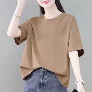 เสื้อยืดแขนสั้นลำลองสำหรับผู้หญิงเสื้อฤดูร้อนทำจากผ้าฝ้ายแท้ใส่สบาย - Product Image 2