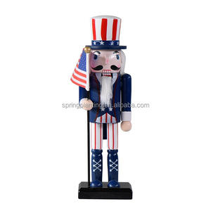 PLANTA DE PRIMAVERA 25cm Estilo americano Portador de la bandera Soldado Cascanueces-Decoración navideña Figura de madera Decoración navideña - Product Image 5