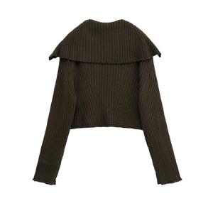 <span class=keywords><strong>Cardigan</strong></span> Corto da <span class=keywords><strong>Donna</strong></span> <span class=keywords><strong>Verde</strong></span> con Colletto Rovesciato, Bottoni, Lavorato a Maglia, Maniche Lunghe, Stile Casual e alla Moda - Product Image 2