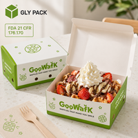 Boîte à gaufres en papier alimentaire personnalisée pour gaufres bulles, glaces et desserts à emporter avec coupelles à sauce