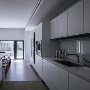 Custom Modular White Kitchen Cabinet Set L-Shaped Modern Design with Laminate Countertop for Villa Kitchen Furniture - Product Image 6