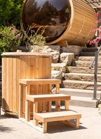 Baignoire froide autoportante en bois massif pour 1 personne avec refroidisseur, design moderne pour villa, hôtel, spa