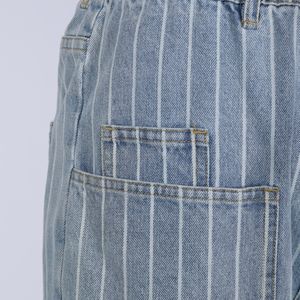 Jeans a Gamba Larga a Righe Azzurre <span class=keywords><strong>2026</strong></span>, Jeans Boyfriend con Coulisse in Vita, Pantaloni Casual in Denim Oversize da Donna - Product Image 4