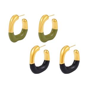 Grande roue européenne américaine transfrontalière géométrique en forme <span class=keywords><strong>de</strong></span> C demi-goutte à goutte huile polyvalent 18K or boucles d'oreilles boucles d'oreilles mode - Product Image 5