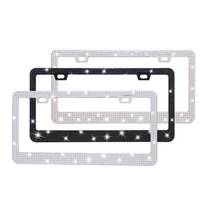 Tấm giấy phép khung kim loại lấp lánh vui Anime mát <span class=keywords><strong>Silicone</strong></span> Bling phía trước Rhinestone xe giấy phép tấm chủ - Product Image 1