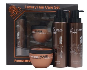 Coffret cadeau <span class=keywords><strong>de</strong></span> soins capillaires <span class=keywords><strong>de</strong></span> luxe Offre Spéciale, huile d'argan biologique, crème pour cheveux, masque, shampoing et après-shampoing sans Sulfate - Product Image 4