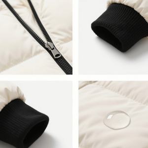 Nouvelle veste d'hiver beige pour homme 2025, col montant classique matelassé, rembourrage épais isolé, poignets en tricot noir, fermeture éclair respirante - Product Image 5