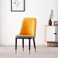 Chaise de salle à manger légère en métal et cuir PU, design minimaliste moderne nordique, prix d'usine, pour hôtel, restaurant de luxe