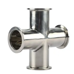 ISO Certified Sanitary Pipe Fitting Stainless Steel 304 316L Equal Vacuum 4 Way Cross