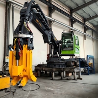 Grue de récupération de matériaux robuste de 6 m, capacité de 3500 kg, pour le recyclage des métaux ferreux, avec rotation à 360 degrés et cabine d'opérateur