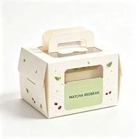 Boîte à gâteau carrée haut de gamme avec fenêtre transparente, finition mate, logo personnalisé, 4/6 pouces, pour pâtisserie, pâtisserie maison, produits de dessert