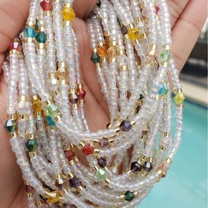 Chaîne de taille africaine de 50 pouces à nouer, chaîne de <span class=keywords><strong>ventre</strong></span> pour usage quotidien féminin, chaîne de corps à perles colorées pour bijoux de corps style bohème - Product Image 5