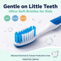 Brosse à dents pour enfants avec poignée antidérapante pour des soins dentaires doux, manche ergonomique pour enfants, soins bucco-dentaires sûrs et doux, brosse à dents souple OEM