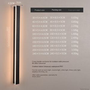 Modern Linear Strip Outdoor Waterproof Sensor Control <b>Dimmable</b> <b>LED</b> <b>Wall</b> Lamp for Porch Villa Balcony Garden Exterior - Product Image 5