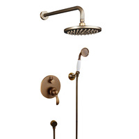 Robinets de douche de pluie à main en cuivre, style Vintage mural suspendu, ensemble de robinets de salle de bains