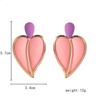 Nouvelles Boucles d'Oreilles Pendantes Cœur Exagéré Personnalisées et Élégantes, Colorées, Double Couche, Clous d'Oreilles Cœur pour Femme