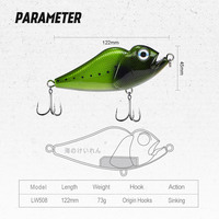 Leurre de pêche Swimbait Stickbait coulant 122 mm 73 g ABS pour la pêche au morue, au bar et à la truite - Utilisation en lac et en rivière, leurre VIB
