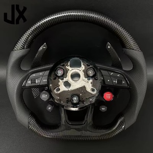 Pour volant <span class=keywords><strong>Audi</strong></span> A4 B8 B9 A6 C7 C6 C8 A3 8p Q3 Q5 Q7 R8 Rs3 Rs5 A4L A6L Volant en cuir perforé en fibre de carbone - Product Image 4