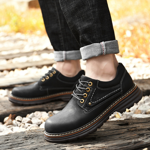 Chaussures de travail pour hommes en cuir véritable à lacets, bout rond, confortables et résistantes, tailles 38-45, bonne qualité, vente en gros - Product Image 2