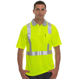 Chemises polo à manches courtes haute visibilité pour hommes, chemises polo de chantier haute visibilité, chemises polo de sécurité réfléchissantes pour le travail - Product Image 1