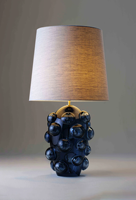 Lampe de table moderne en verre, base en verre bleu raisin audacieux, pour chambre à coucher, chevet, salon, éclairage décoratif pour la maison