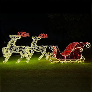 Juego de <span class=keywords><strong>Reno</strong></span> y Trineo 3D Preiluminado, Escultura Decorativa Iluminada para Jardín Exterior Navideña Brillante - Product Image 1
