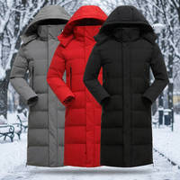 Veste d'hiver longue unisexe, rembourrée, à capuche, épaisse, matelassée, coupe-vent, logo personnalisé, grande taille, écologique, respirante, couleur unie