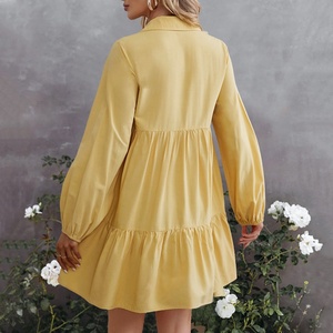 Wholesale Custom OEM ODM High Quality Women's <b>Dress</b> Winter and Autumn New Casual Commuter Solid Color Lapel Long Sleeve <b>Dresses</b> - Product Image 4