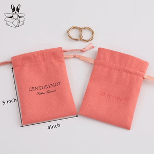 Pochette à bijoux en microfibre faite à la main PUPPYSEW, en daim, en velours, sacs à cordon personnalisés pour bijoux, sacs d'emballage cadeau avec logo - Product Image 1