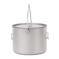 Vaisselle de camping Ensemble d'ustensiles de cuisine en titane Chaudron de tourisme Pot de cuisson extérieur Pique-nique Cuisine Randonnée Trekking 900ml/1100ml/1600ml