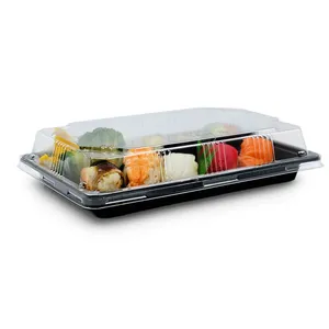 Bandeja de Sushi Rectangular Desechable con Diseño de Hoja de Arce, 7 Tamaños, Contenedor de Sushi con Tapa Transparente de PET - Product Image 2