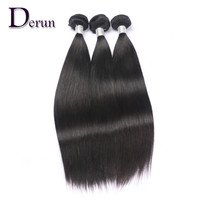 Rambut Derun 100% Kutikula Tertata Rapi Virgin Remy India Hitam Alami Lurus Halus Double Drawn Weft Weaving Bundles Berkualitas Tinggi