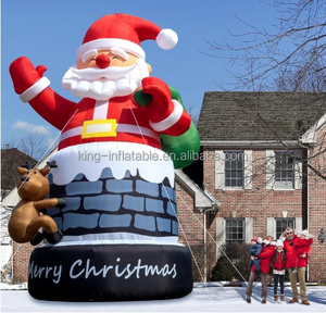 Гигантские надувные рождественские украшения Санта-Клауса на открытом воздухе взорвать большой дымоход Санта - Product Image 1