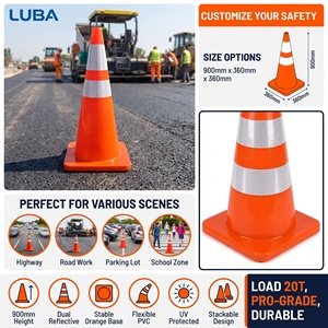 900mm Reflective Orange Traffic Cone PVC Safety Cone with Square Base for Road Construction and Parking Safety Control