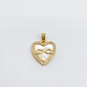 Wholesale Brass <strong>Infinity</strong> <strong>Symbol</strong> Heart <strong>Charm</strong>, Custom Brass Heart Pendant with Natural Shell Inlay - Product Image 2