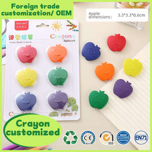 Ensemble de 6 crayons en plastique en forme de pomme sur carte blister, mignons, pour la peinture et les cadeaux des enfants - Product Image 4