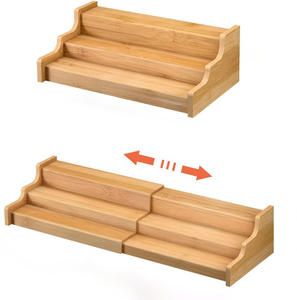 Organizzatore per Spezie in Bambù Personalizzabile, Scaffale Espandibile a 3 Ripiani per Condimenti, per Piano Cucina, Armadietto, Sala da Pranzo - Product Image 1