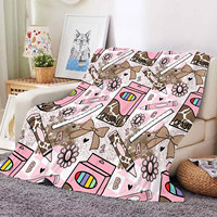 Manta de Franela con Estampado Western y Diseño de Libro para la Vuelta al Cole, Decoración para Habitación, Regalo para Niños