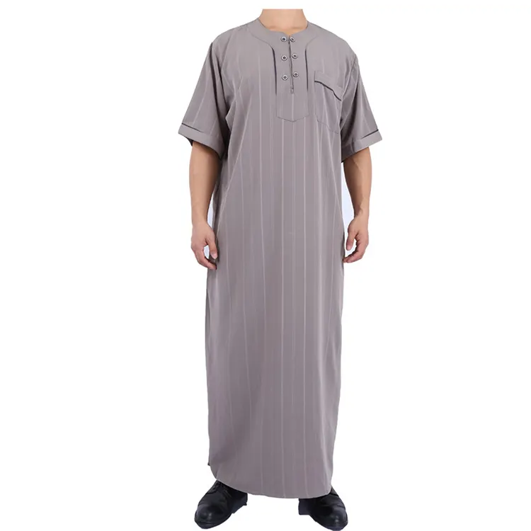 Hot selling cheap muslim islamic clothing men's short sleeve robe long dress