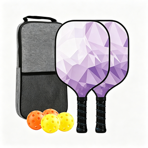 Palas y pelotas de pickleball de grafito duraderas para principiantes con textura mate y alto efecto giratorio. Incluye 2 palas con bolsa de transporte. - Product Image 1