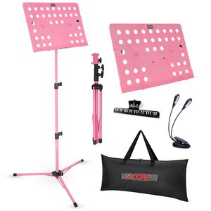 Soporte de Música Plegable Portátil de 5 Niveles, Altura Ajustable, Color Rosa, para Guitarristas, Protección de Instrumentos Musicales - Product Image 1
