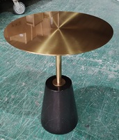 Table basse pliable et réglable moderne en acier inoxydable et laiton brossé, diamètre 50-60 cm, pour la maison, le salon, l'hôtel
