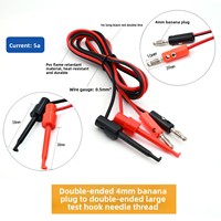Sonde à double tête en U avec pince crocodile et câble de raccordement à fiche banane de 4 mm, isolation en PVC résistante à la chaleur
